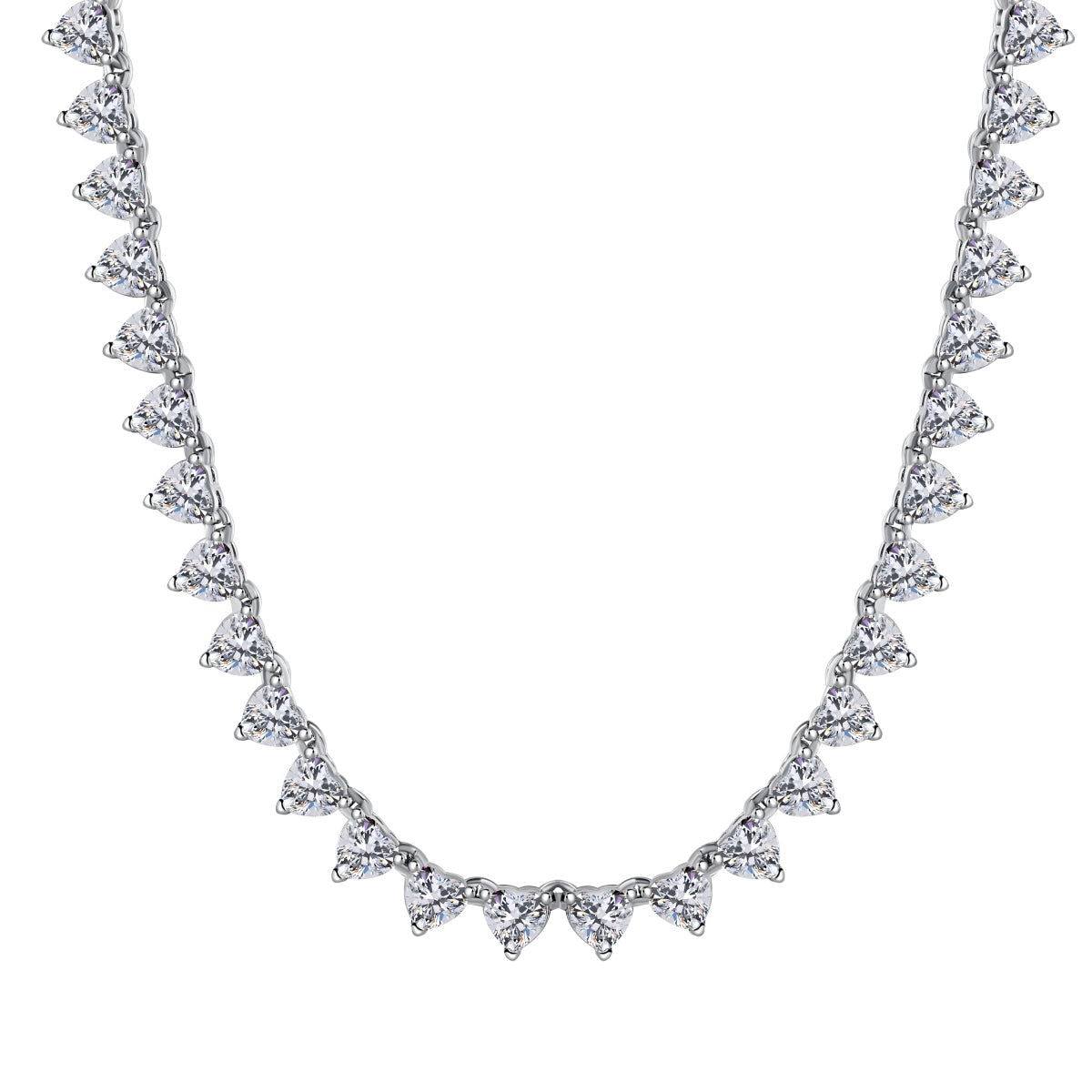 [Okajuri Jewelry]Ornate Heart Cut Tennis Necklace