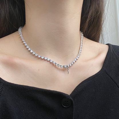 [Okajuri Jewelry]Ornate Heart Cut Tennis Necklace