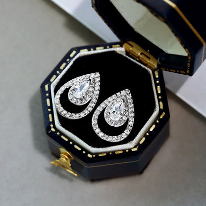 [Okajuri Jewelry]Sparkling Delicate Water Drop Shape Daily Earrings