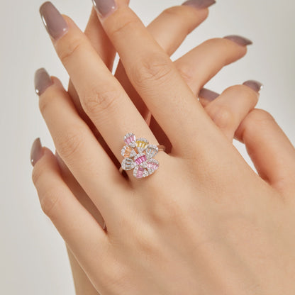 [Okajuri Jewelry]Sparkling Colorful Water Drop Shape Daily Ring