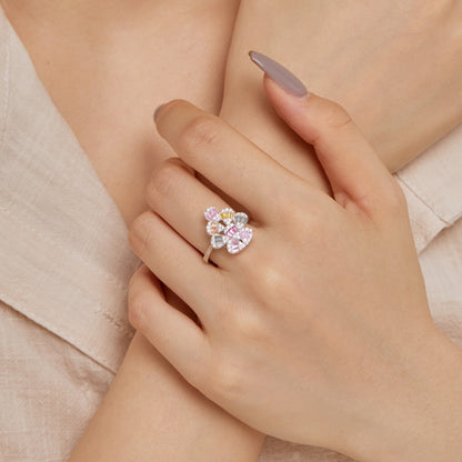 [Okajuri Jewelry]Sparkling Colorful Water Drop Shape Daily Ring