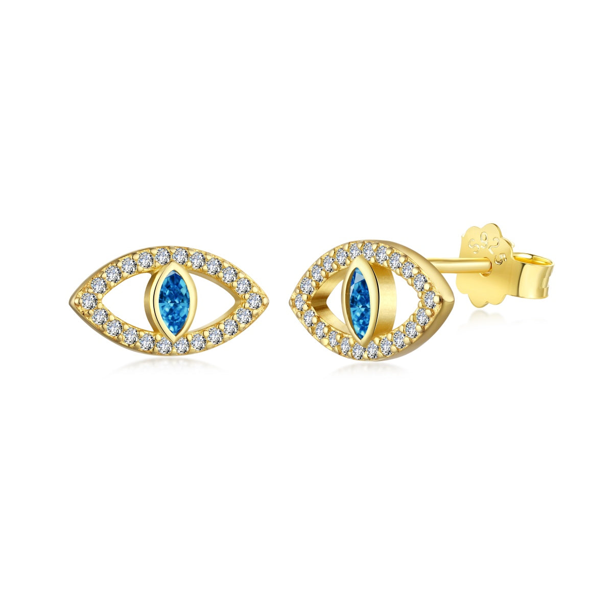 [Okajuri Jewelry]Blue Devil Eyes Hollow Stud Earrings