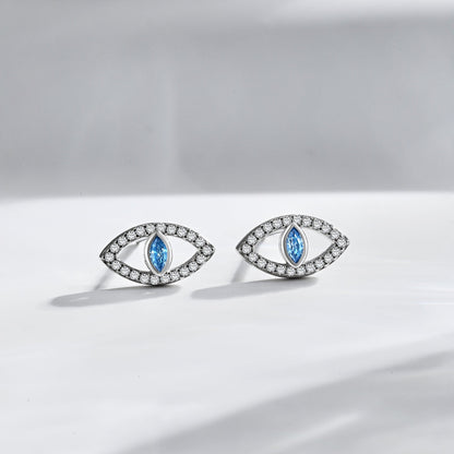 [Okajuri Jewelry]Blue Devil Eyes Hollow Stud Earrings