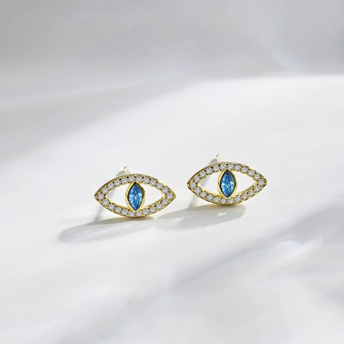 [Okajuri Jewelry]Blue Devil Eyes Hollow Stud Earrings
