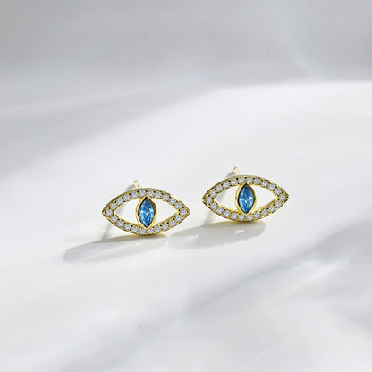 [Okajuri Jewelry]Blue Devil Eyes Hollow Stud Earrings