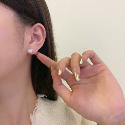 [Okajuri Jewelry]Classic Round Center Stone Stud Earrings