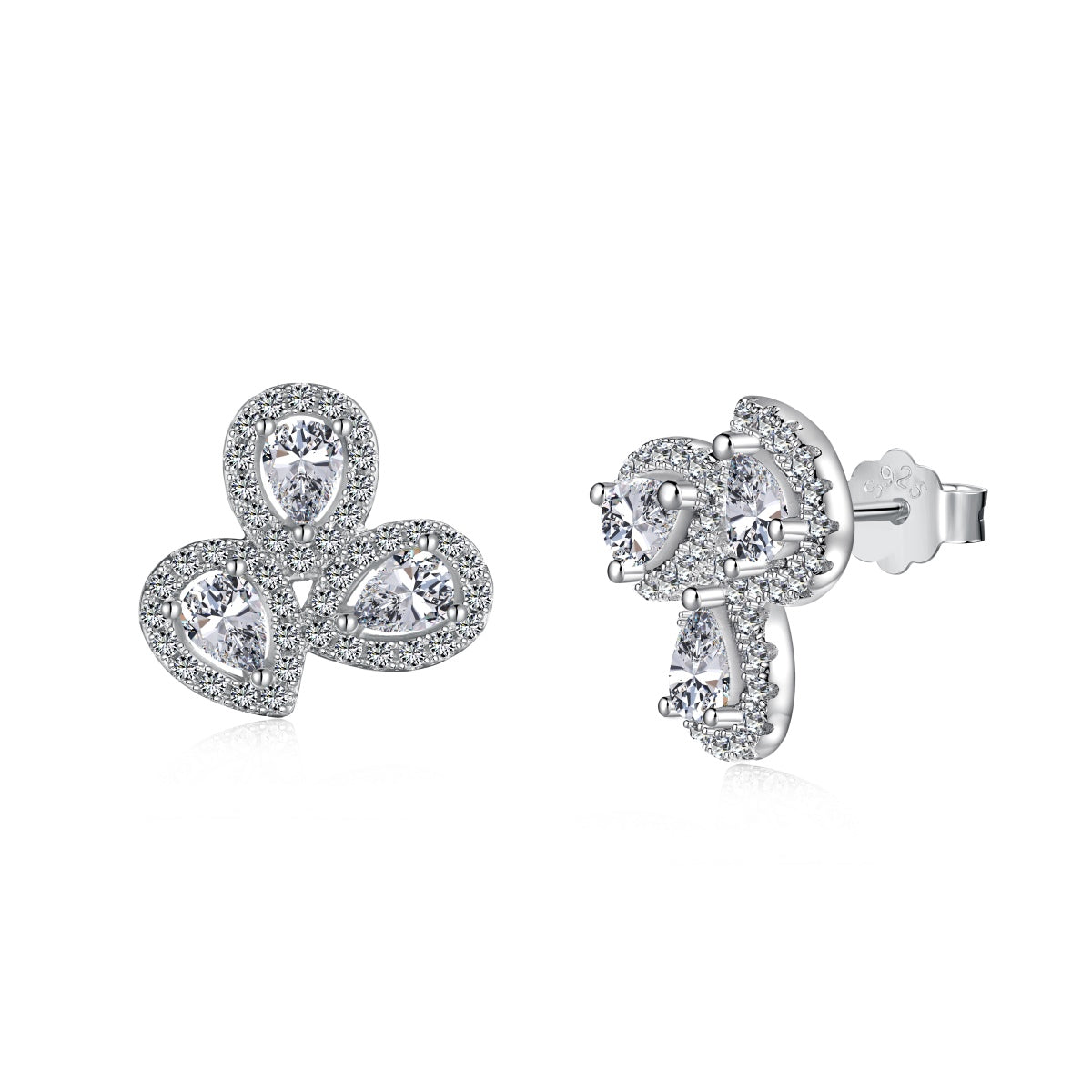 [Okajuri Jewelry]Ornate Flower Shape Pear Cut Lover Earrings