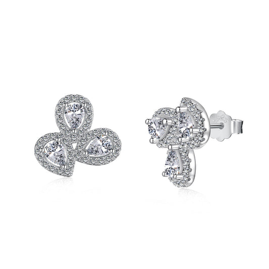 [Okajuri Jewelry]Ornate Flower Shape Pear Cut Lover Earrings