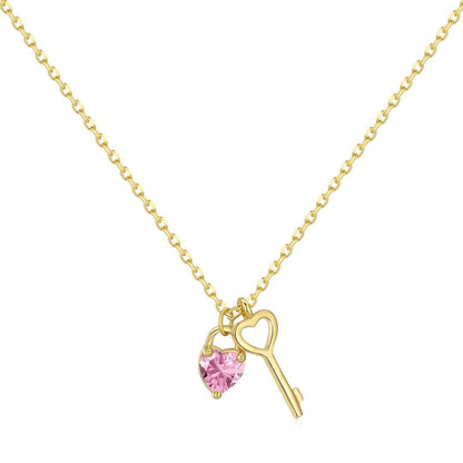 [Okajuri Jewelry]Unique Heart Shape Key Pendent Necklace