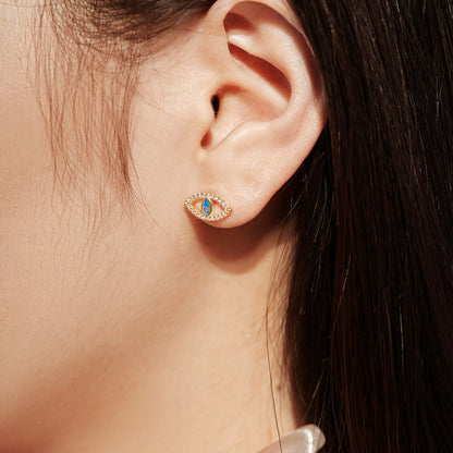 [Okajuri Jewelry]Blue Devil Eyes Hollow Stud Earrings