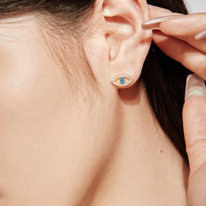 [Okajuri Jewelry]Blue Devil Eyes Hollow Stud Earrings