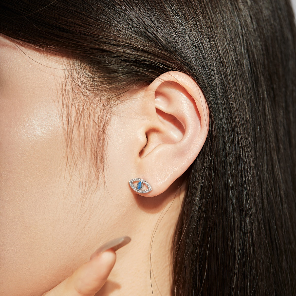 [Okajuri Jewelry]Blue Devil Eyes Hollow Stud Earrings