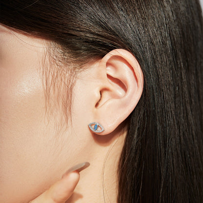 [Okajuri Jewelry]Blue Devil Eyes Hollow Stud Earrings