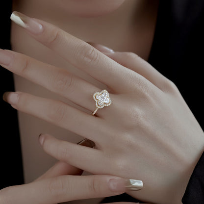 [Okajuri Jewelry]Luxurious Eternity Flower Shape Banquet Ring