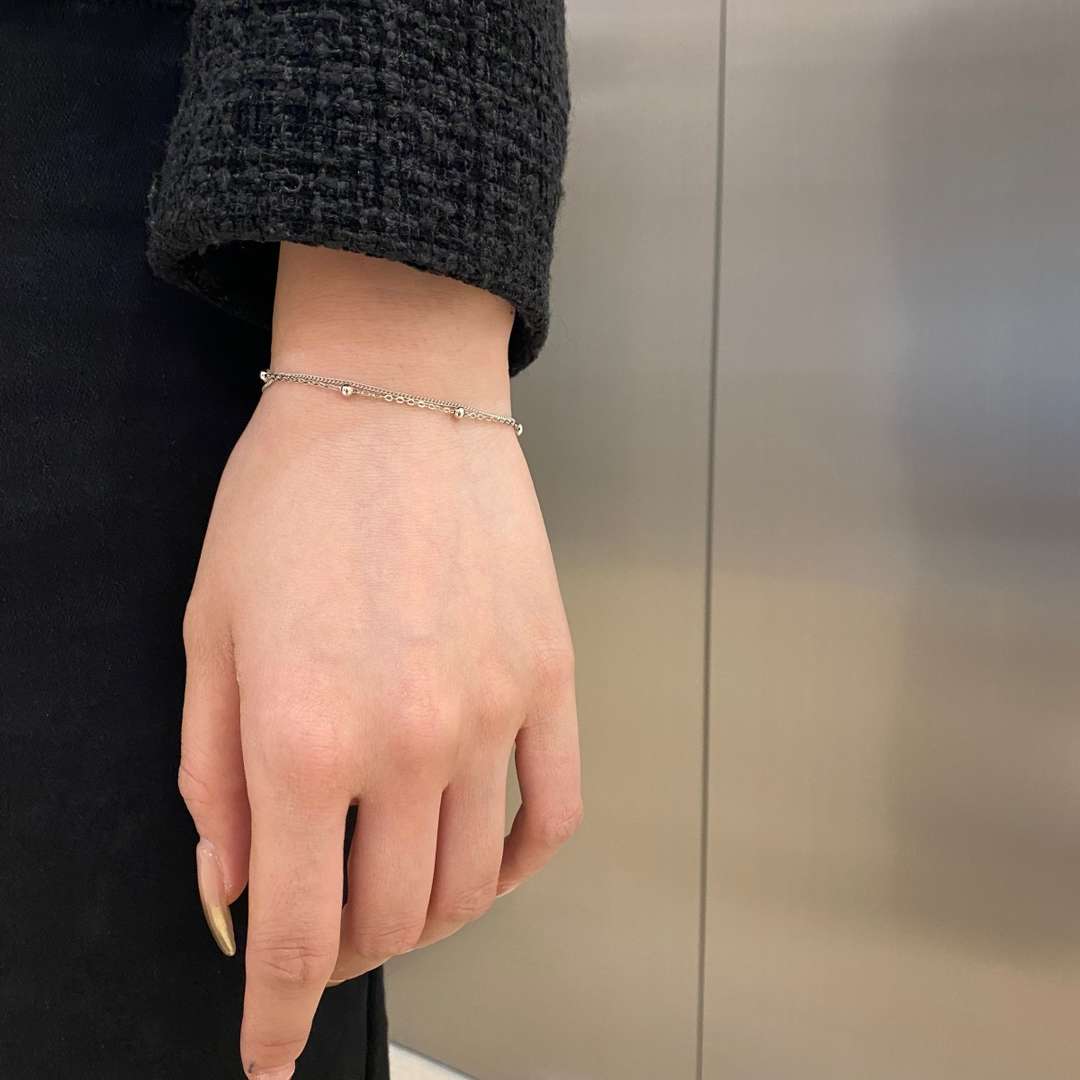 [Okajuri Jewelry]Delicate Bead Double Layer Bracelet