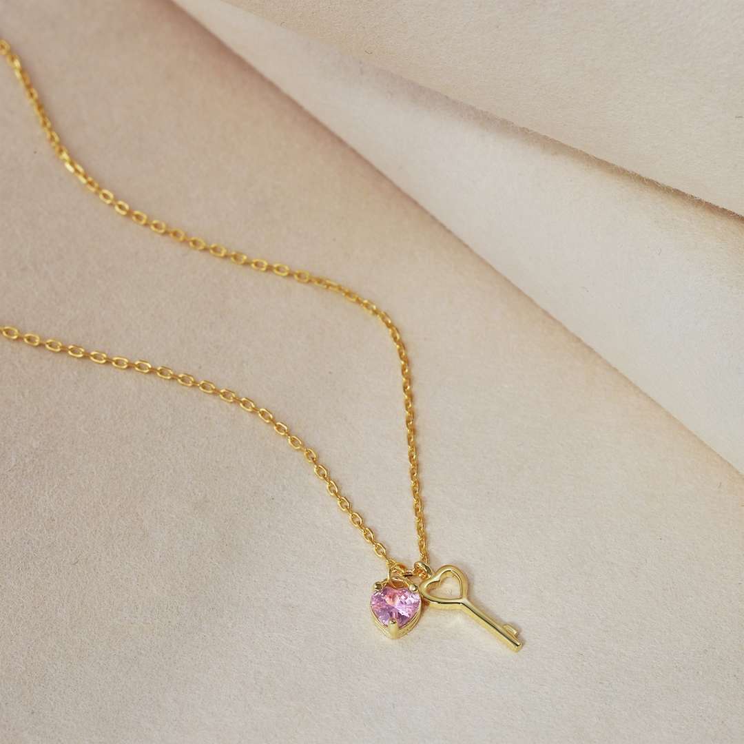 [Okajuri Jewelry]Unique Heart Shape Key Pendent Necklace