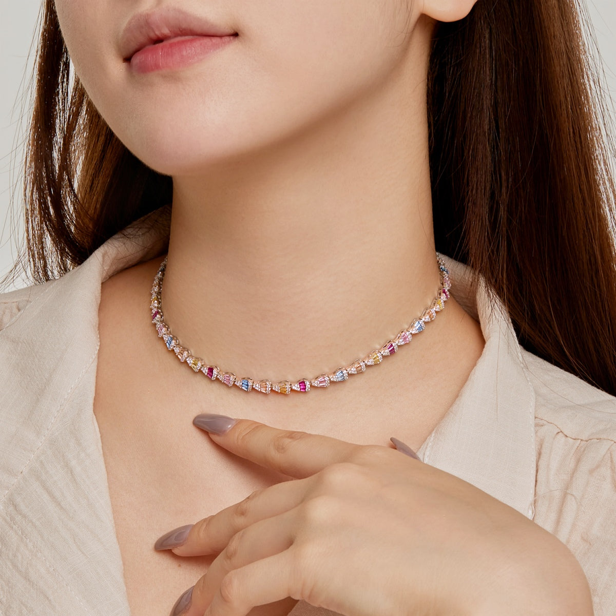 [Okajuri Jewelry]Radiant Colorful Rainbow Necklace