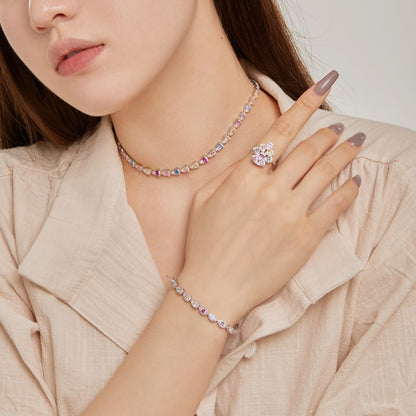 [Okajuri Jewelry]Radiant Colorful Rainbow Necklace