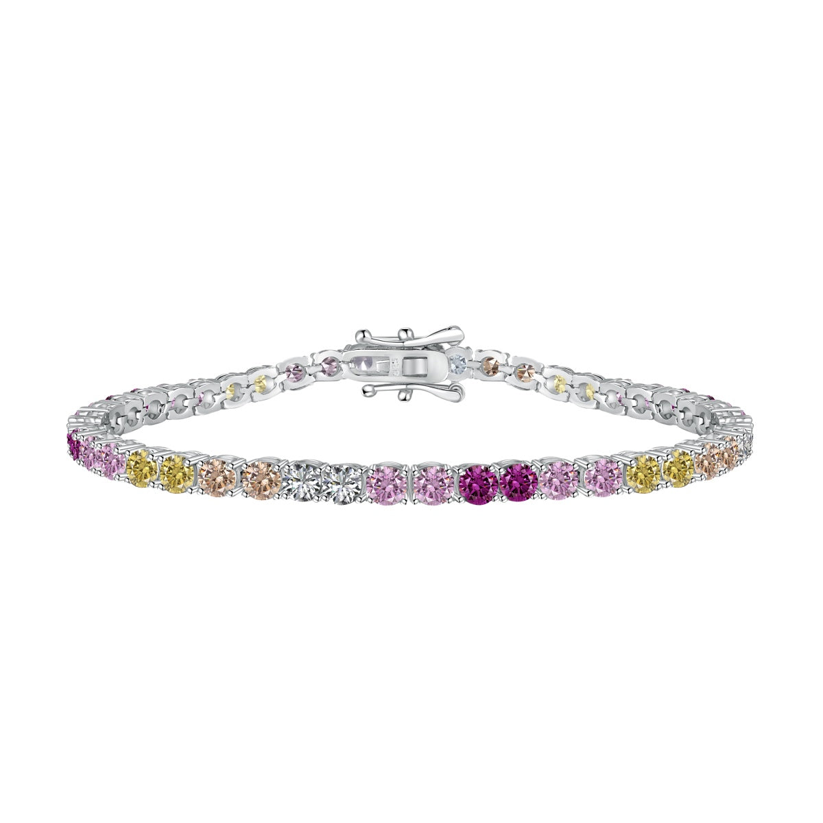 [Okajuri Jewelry]Radiant Colorful Round Cut Tennis Bracelet