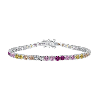 [Okajuri Jewelry]Radiant Colorful Round Cut Tennis Bracelet
