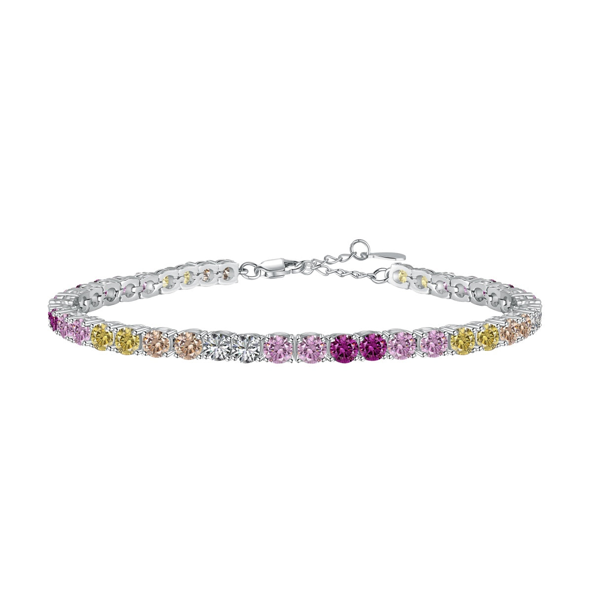 [Okajuri Jewelry]Radiant Colorful Round Cut Tennis Bracelet