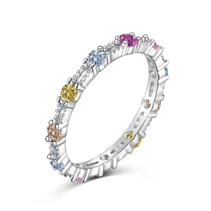 [Okajuri Jewelry]Sparkling Colorful Round Cut Tennis Ring
