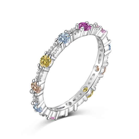 [Okajuri Jewelry]Sparkling Colorful Round Cut Tennis Ring