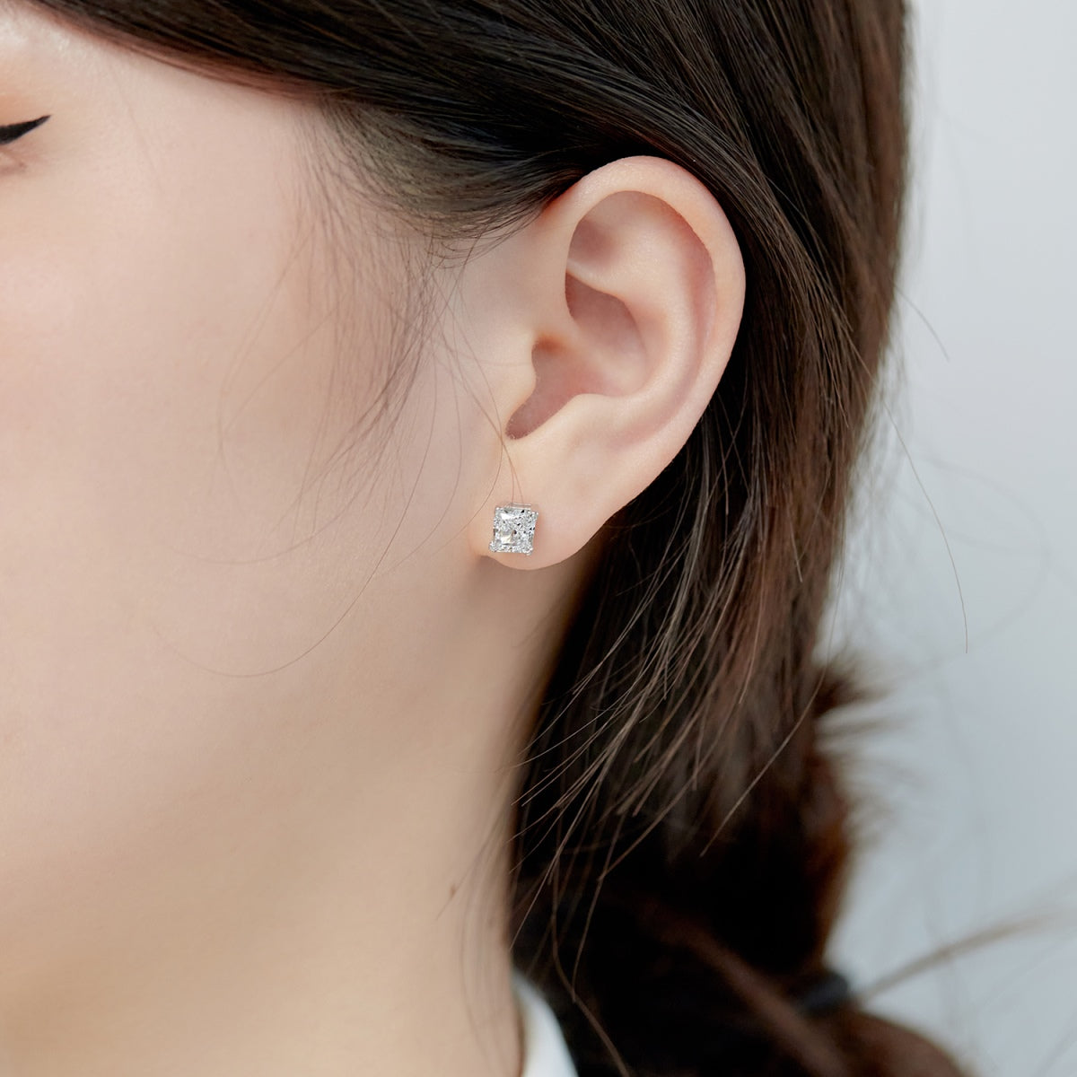 [Okajuri Jewelry]1.0 Carat Radiant Princess Cut Wedding Earrings