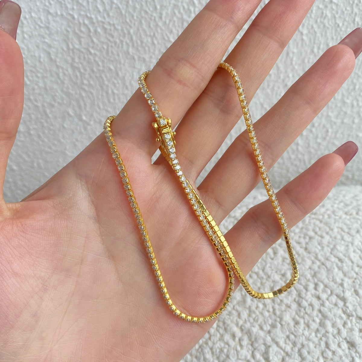 [Okajuri Jewelry]Delicate Round Shape Tennis Necklace