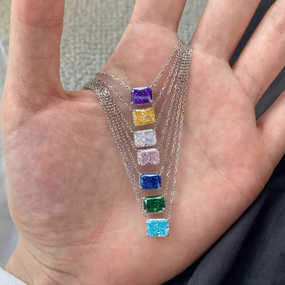 [Okajuri Jewelry]Luxurious Square Shape Colorful Necalack