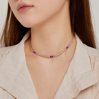 [Okajuri Jewelry]Delicate Colorful Tennis Necklace