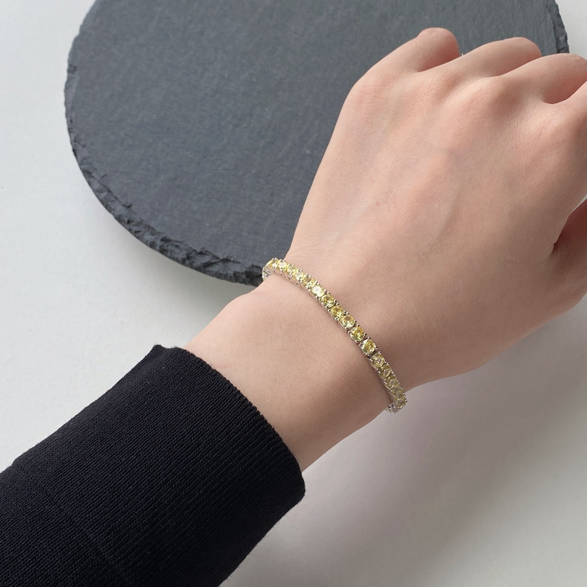 [Okajuri Jewelry]Ornate Dazzling Round Cut Tennis Bracelet