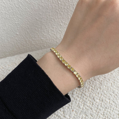 [Okajuri Jewelry]Ornate Dazzling Round Cut Tennis Bracelet