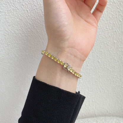 [Okajuri Jewelry]Ornate Dazzling Round Cut Tennis Bracelet