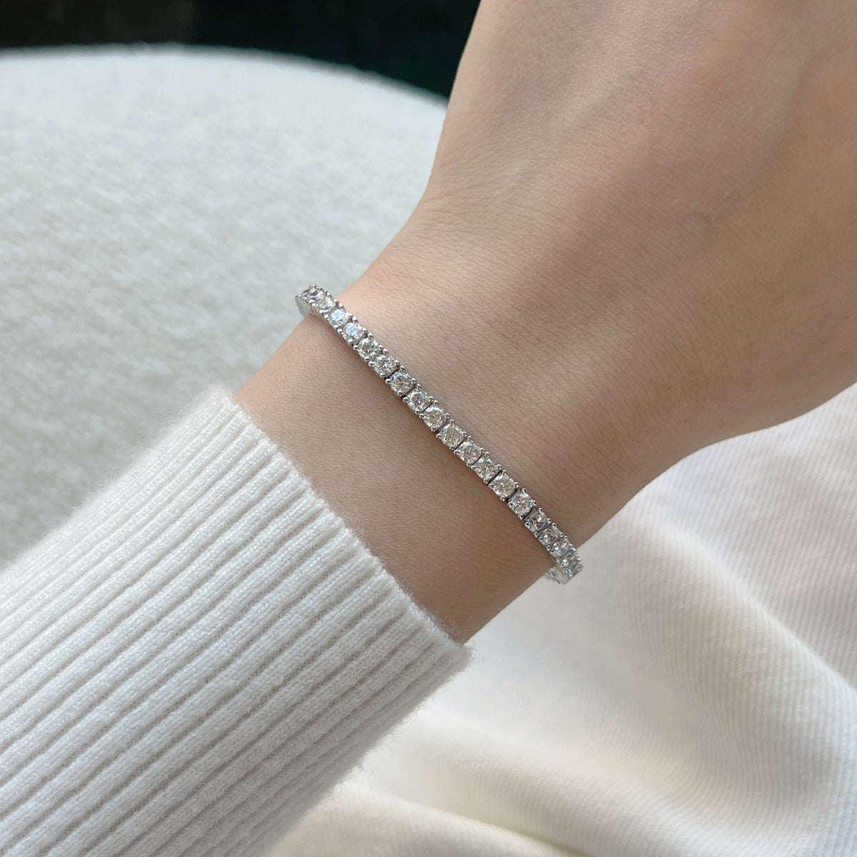 [Okajuri Jewelry]Dainty Charming Round Cut Tennis Bracelet