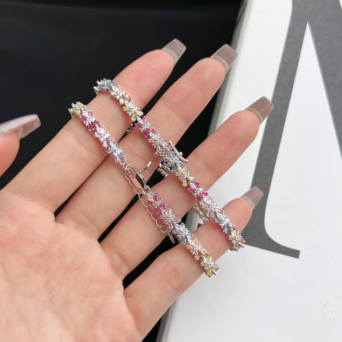 [Okajuri Jewelry]Radiant Colorful Emerald Cut Party Bracelet