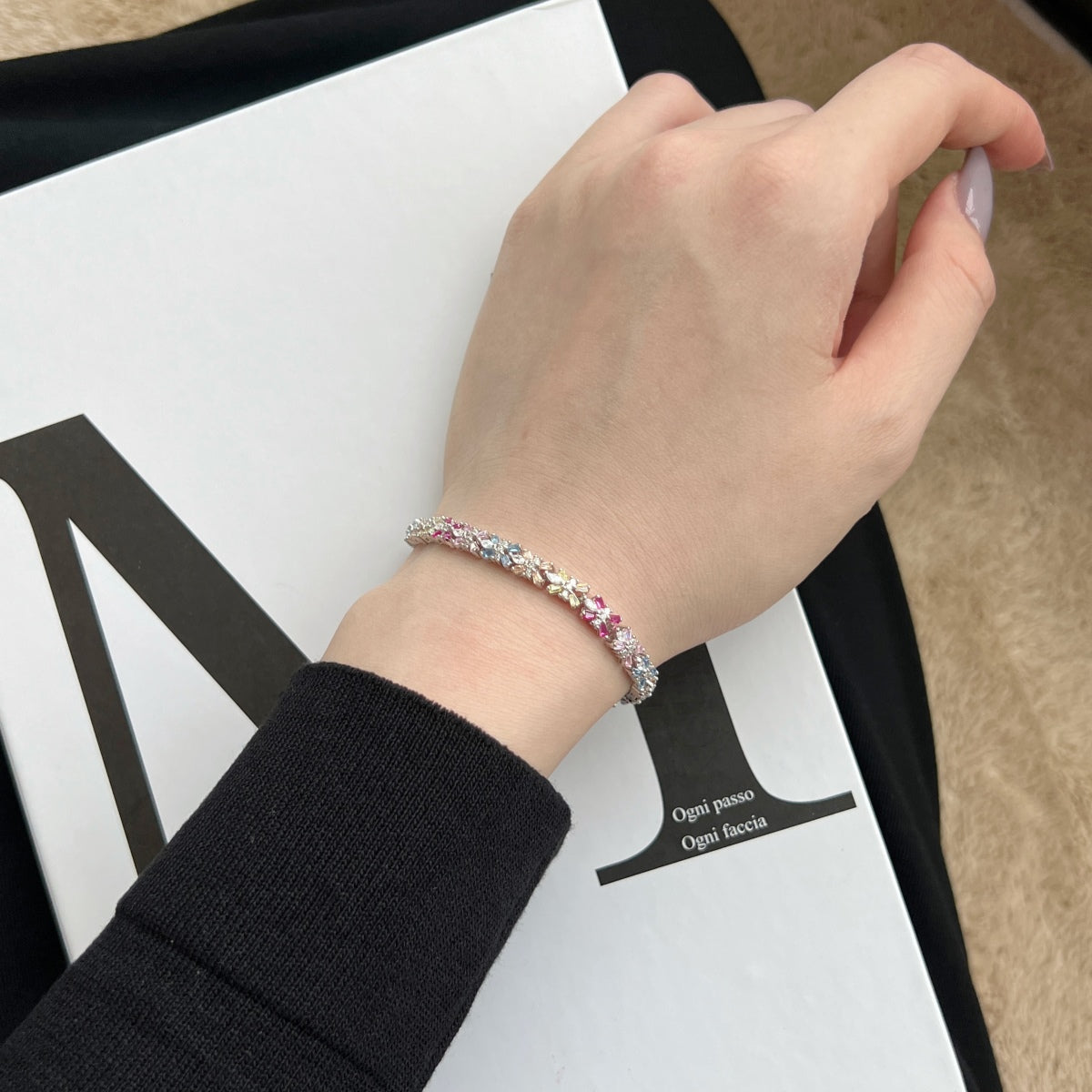 [Okajuri Jewelry]Radiant Colorful Emerald Cut Party Bracelet