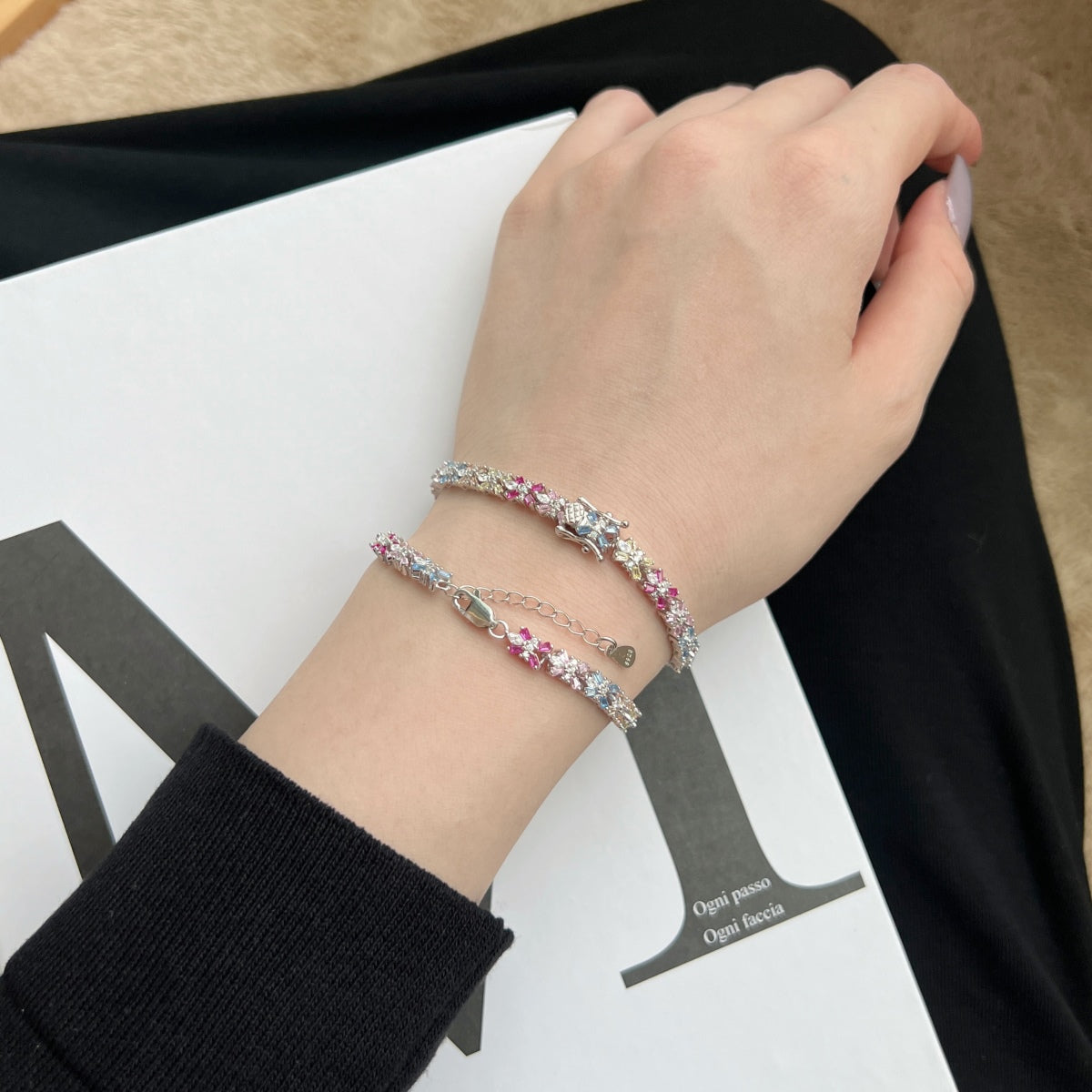 [Okajuri Jewelry]Radiant Colorful Emerald Cut Party Bracelet