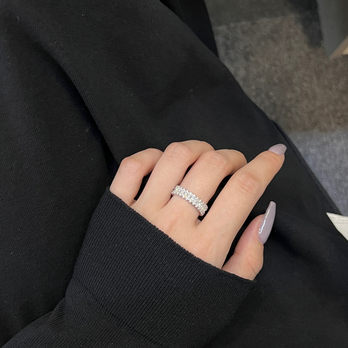 [Okajuri Jewelry]Splashy Ornate Emerald Cut Cocktail Ring