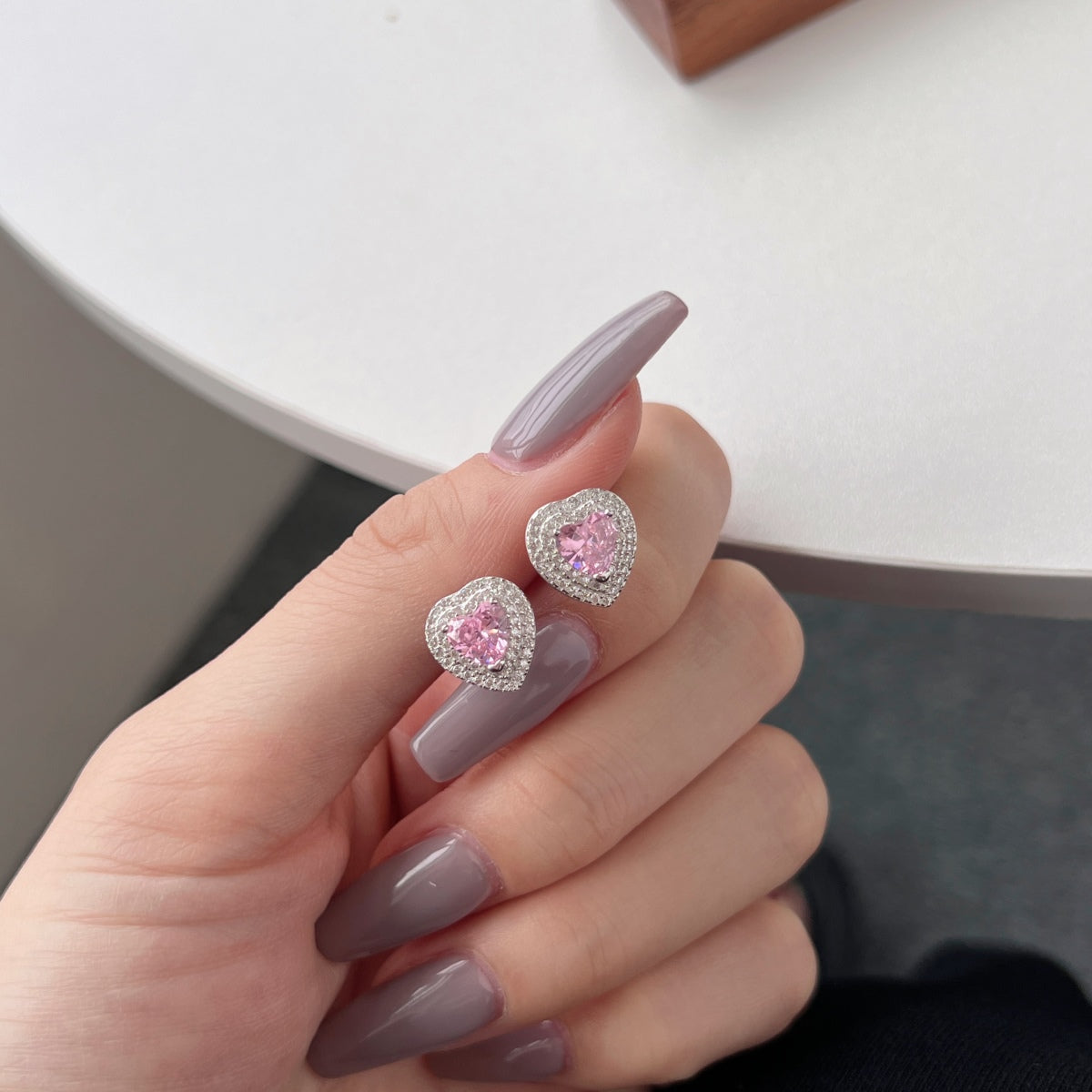 [Okajuri Jewelry]Dazzling Heart Shape Lover Earrings