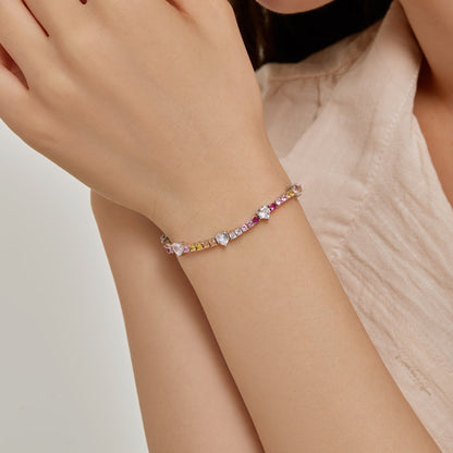 [Okajuri Jewelry]Romantic Heart Shape Round Cut Lover Bracelet