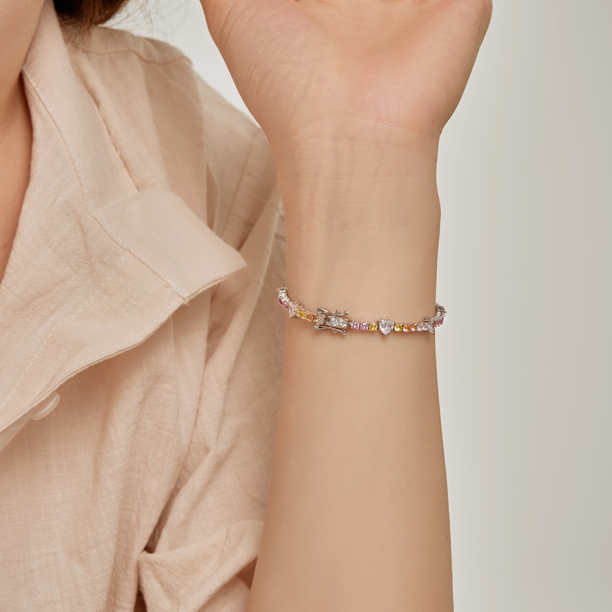 [Okajuri Jewelry]Romantic Heart Shape Round Cut Lover Bracelet