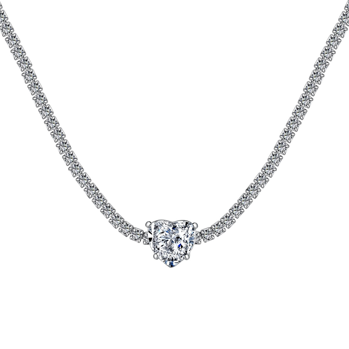 [Okajuri Jewelry]2.0 Carat Sparkling Tennis Heart Cut Necklace