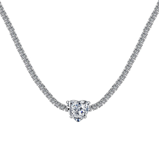 [Okajuri Jewelry]2.0 Carat Sparkling Tennis Heart Cut Necklace
