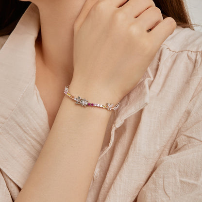 [Okajuri Jewelry]Ornate Colorful Butterfly Shape Round Cut Daily Bracelet