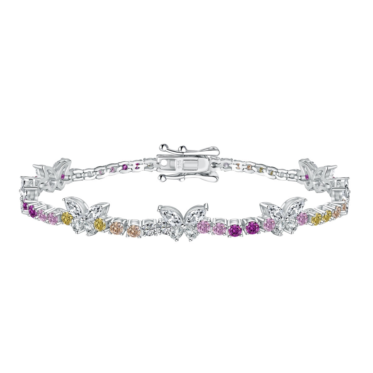 [Okajuri Jewelry]Ornate Colorful Butterfly Shape Round Cut Daily Bracelet