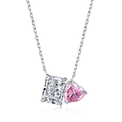 [Okajuri Jewelry]Dazzling Square & Heart Shape Necklace