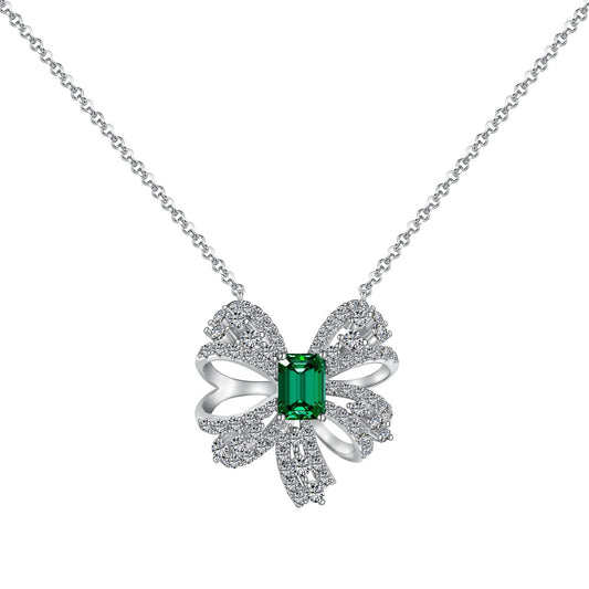 [Okajuri Jewelry]Luxurious Flower Shape Emerald Cut Necklace