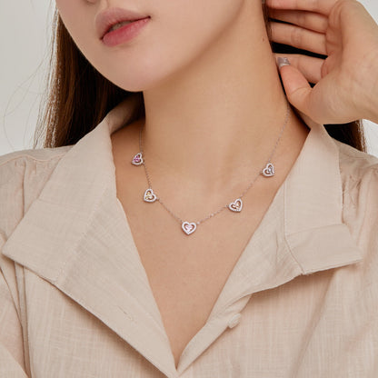 [Okajuri Jewelry]Sparkling Five Heart Necklace