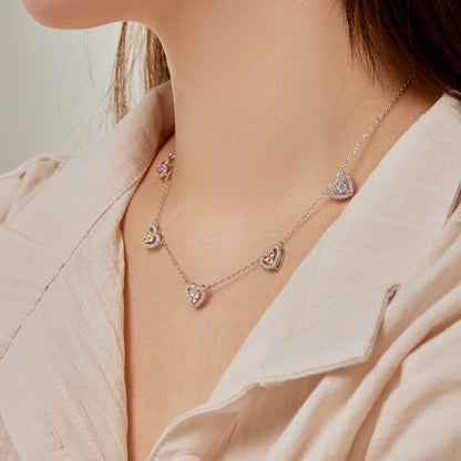 [Okajuri Jewelry]Sparkling Five Heart Necklace